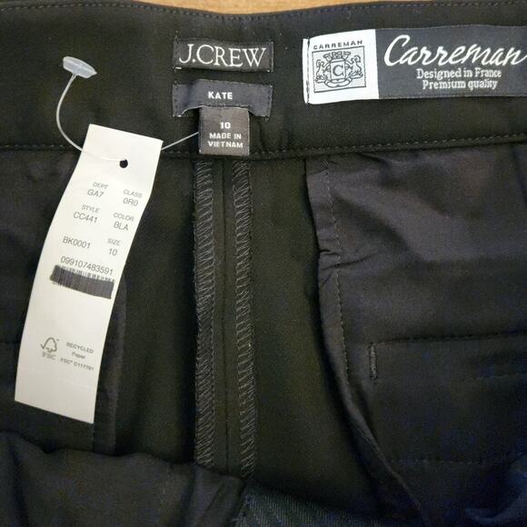 NWT J. Crew Kate Straight-Leg Pant In Four-Season Stretch Cropped Black 10 - Picture 9 of 10